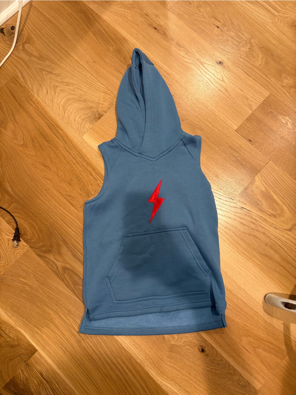 Kids Blue Hoodie with Red Lightning Accent